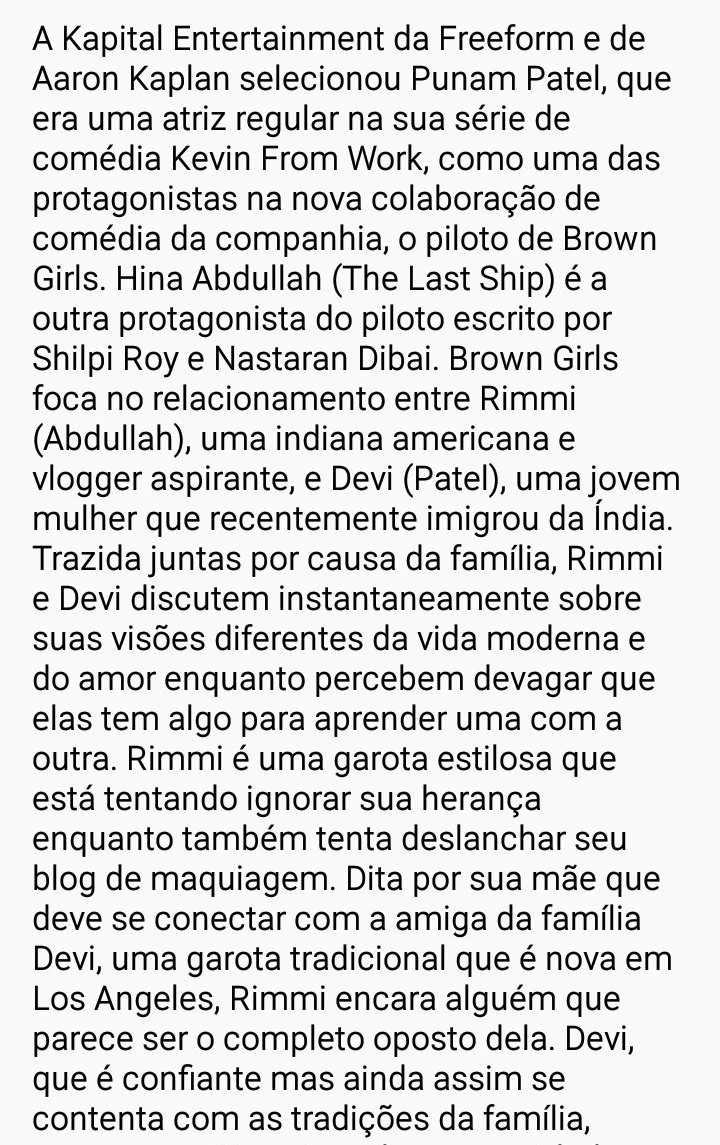 AndyLeesBR's tweet photo. Informações sobre a série "Brown Girls", da qual Andy fará parte do elenco. https://t.co/1aFQUlN6ZN