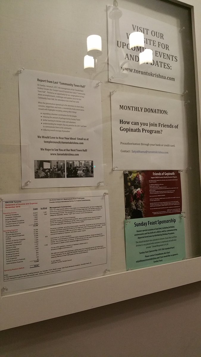 TempleCouncil's tweet photo. Town Hall Report up in the bulletin board! #townhall #harekrishna #dialogue https://t.co/8Tm56Zvi83