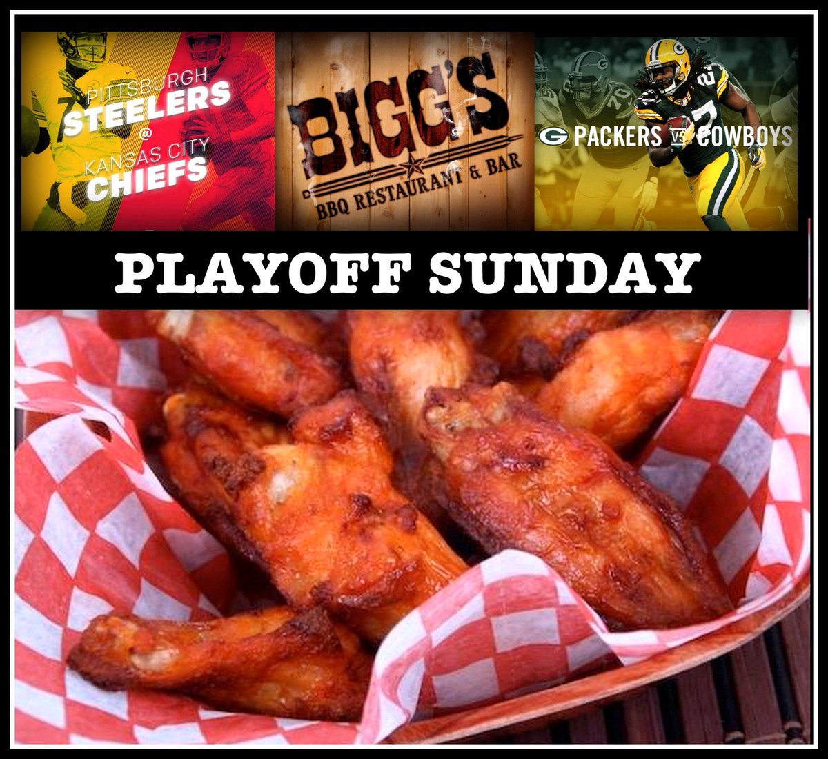 BiggsBBQMoBay's tweet photo. Happening now at Biggs in Montego Bay! #PlayoffSunday with 50 cent (US) wings and beer bucket deals. Make your way here! https://t.co/3lCbLGml7H