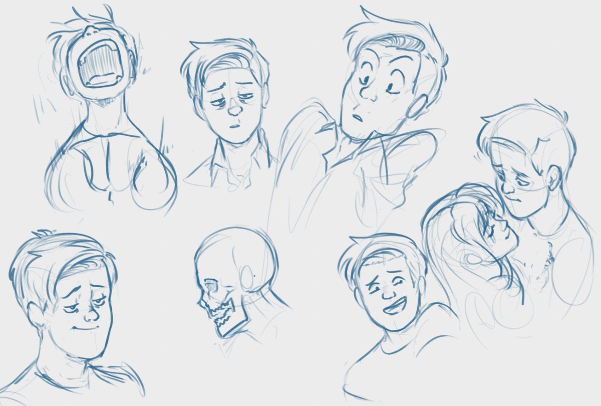 bunch of face/head doodles, tryin to get used to drawing them from all angles 
