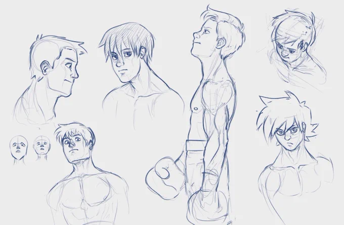 bunch of face/head doodles, tryin to get used to drawing them from all angles 