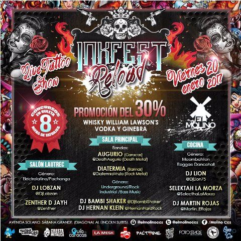 CrestaMetalica's tweet photo. HOY #20Ene | @ElMolinoCcs | #InkFestReload - #TattooParty | #Caracas | 9pm | https://t.co/k7GCUjSeWj https://t.co/vyabJFHC6T
