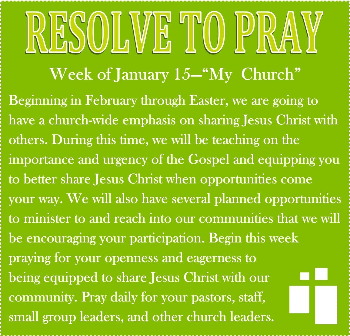 ThomasvilleRoad's tweet photo. Resolve to Pray--Week of Jan 15. #Resolve2017 #trbctally #faithintheheart https://t.co/Bo7lan1dxn