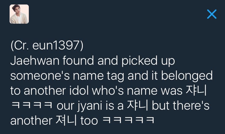 J_TW1110's tweet photo. 170116 ISAC 
Jyani is spelt as 쟈니 which is also how you spell Johnny so he picked up NCT Johnny's name tag LOL https://t.co/Z72wWdFqVN