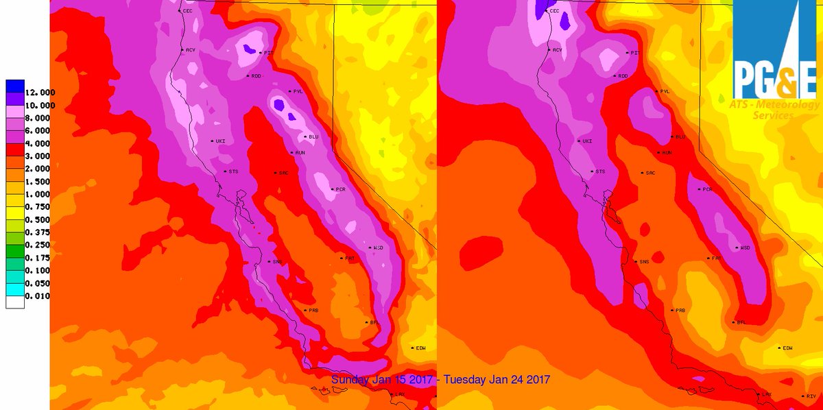 PGE_John's tweet photo. Wednesday night (Jan 18) into Monday (Jan 23) Central Coast may see 4" &amp; 6" of rain. These storms will be much more windy than last week's. https://t.co/SS7DNm8Aob