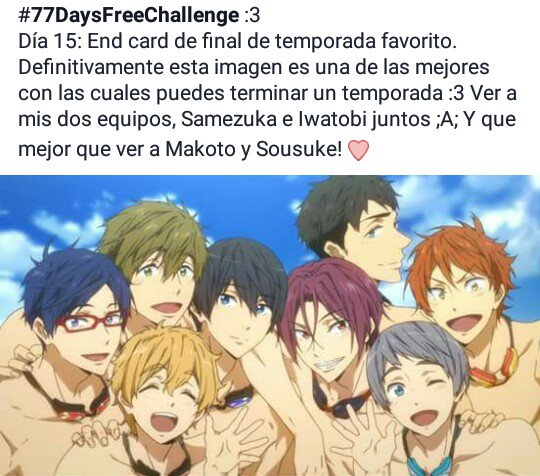 Yaoi_Fujoshi29's tweet photo. #77DaysFreeChallenge
Día 15: End Card de final de temporada favorita.
Obvio, la End Card de #FreeES https://t.co/9v6gSNGeSm