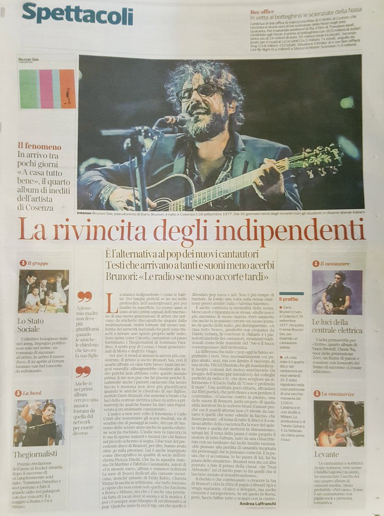 Oggi sul <a href="/Corriere/">Corriere della Sera</a>, intervista di <a href="/alaffranchi/">Andrea Laffranchi</a> #acasatuttobene