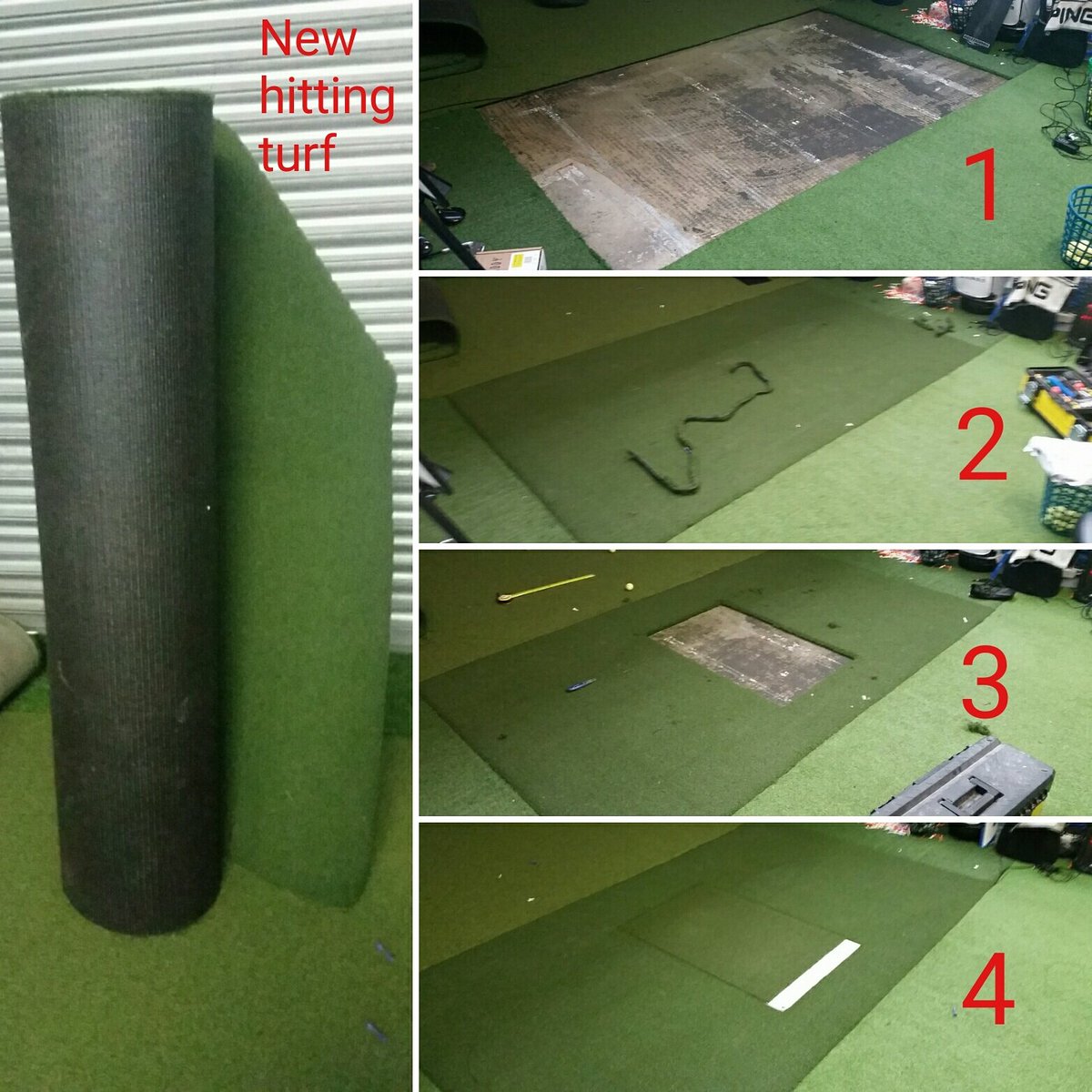 RossJacksonGolf's tweet image. 1. Remove existing turf
2. Cut/secure new turf
3. Remove area for forceplate
4. Fit/secure forceplate
We are good to go! #RJG #SAMbalanceLab