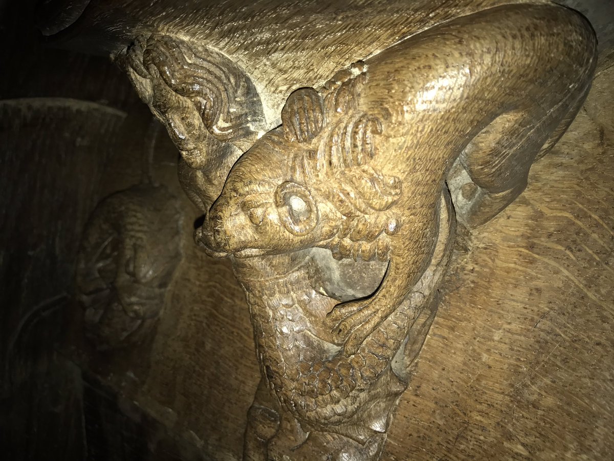 inner_lives's tweet photo. A mermaid suckling a lion on a medieval misericord in Norwich Cathedral. #MondayMermaid https://t.co/35zzIVGTjQ