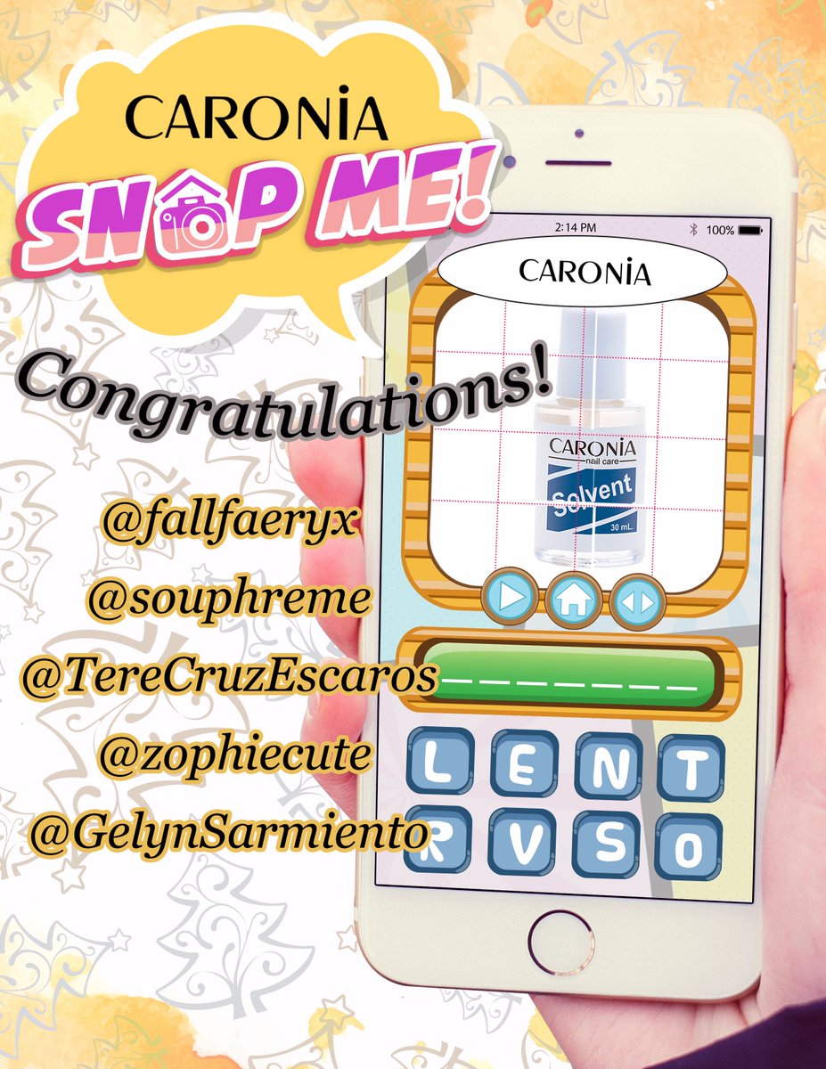 CaroniaPH's tweet photo. Congratulations!
Here are the winners of Caronia Ezine Snap Me Contest :)
Send us your shipping details for your prizes! ♥♥♥ https://t.co/ETfP4HN6r1