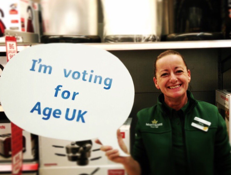 .<a href="/Morrisons/">Morrisons</a> staff are voting now for their new charity partner! Please #VoteAgeUK &amp; help end loneliness bit.ly/2fmsh1g. Pls ReTweet