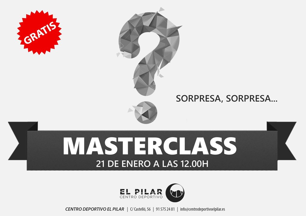 deporelpilar's tweet photo. No te pierdas nuestra próxima MasterClass SORPRESA el día 21...,. 💪

#deporte https://t.co/ilGW8Hp8oc