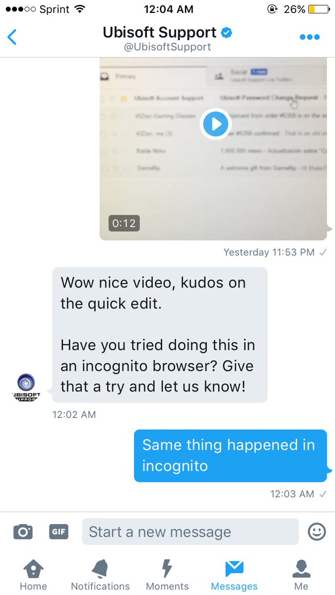 BaconKibbe's tweet photo. @UbisoftSupport Who ever is working with me rn they deserve a raise because not a lot of company's support service are nice like this person https://t.co/2I4uLZef8L