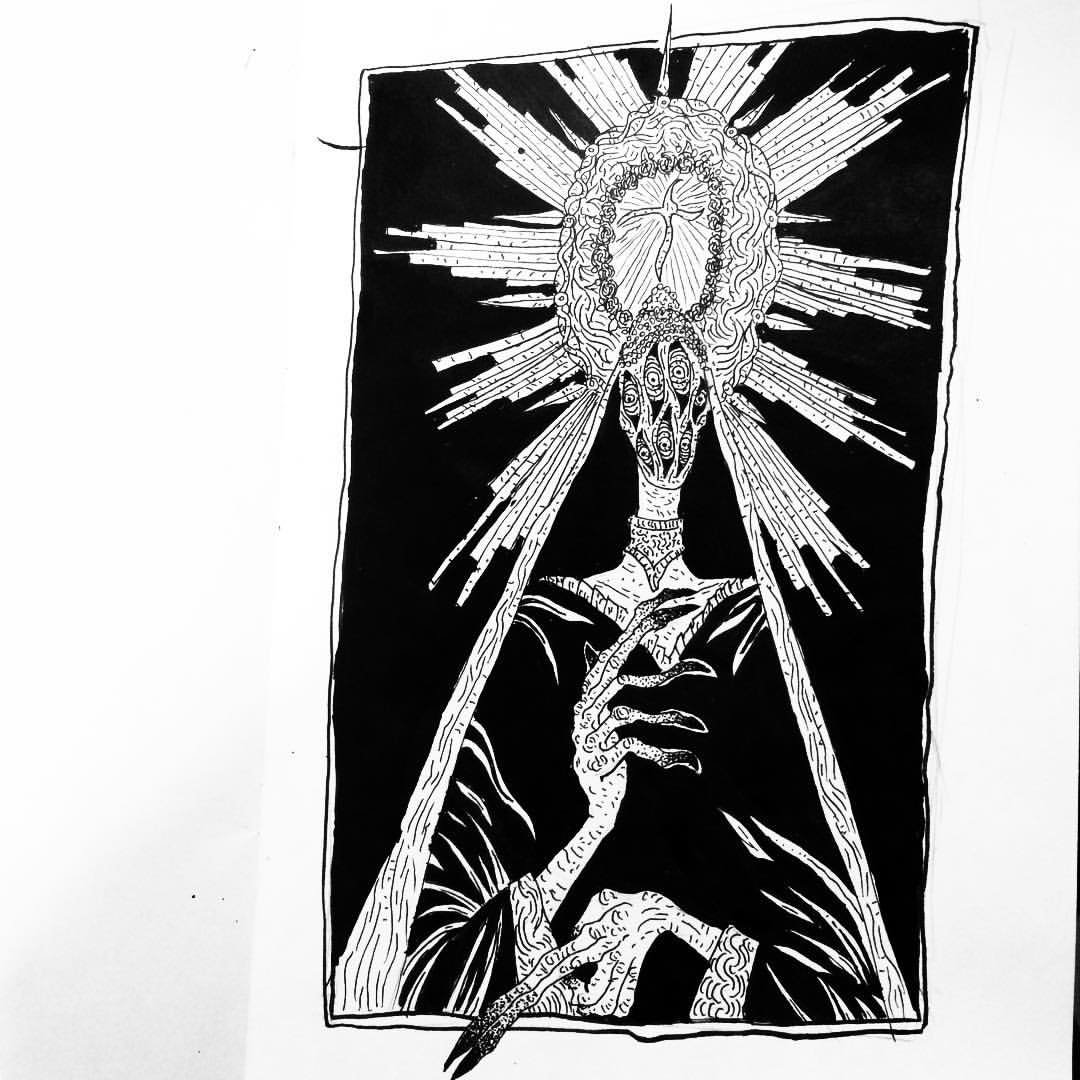 TailorRuben's tweet photo. Blessed is thou how seen what I've seen #illustration #ink #drawing #art #alien #god #liveform #horror #lovecraft #occult #cosmichorror https://t.co/0jqLmUVP35