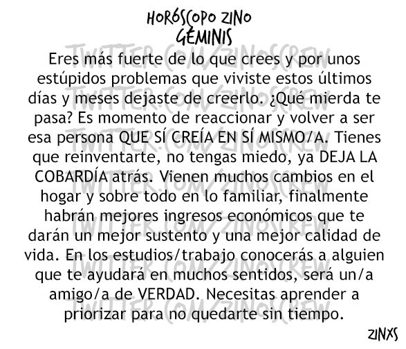zinos__'s tweet photo. #HoróscopoZino #Géminis
Parte I, II &amp; III. https://t.co/m8SG73lKxt
