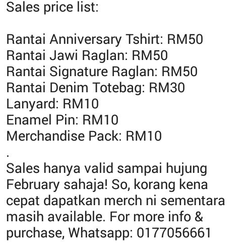 Rantaiart's tweet photo. CLEARANCE SALE RANTAI MERCH BY STICKYBOX!
Whatsapp: 0177056661
#rantaiart #rantaimerch #stickybox #rantaixstickybox
π· by: izwansabtu https://t.co/dNqMjcvdBA