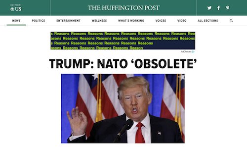 Now leading HuffPost:  TRUMP: NATO ‘OBSOLETE’ huff.to/2jA7Dfo
