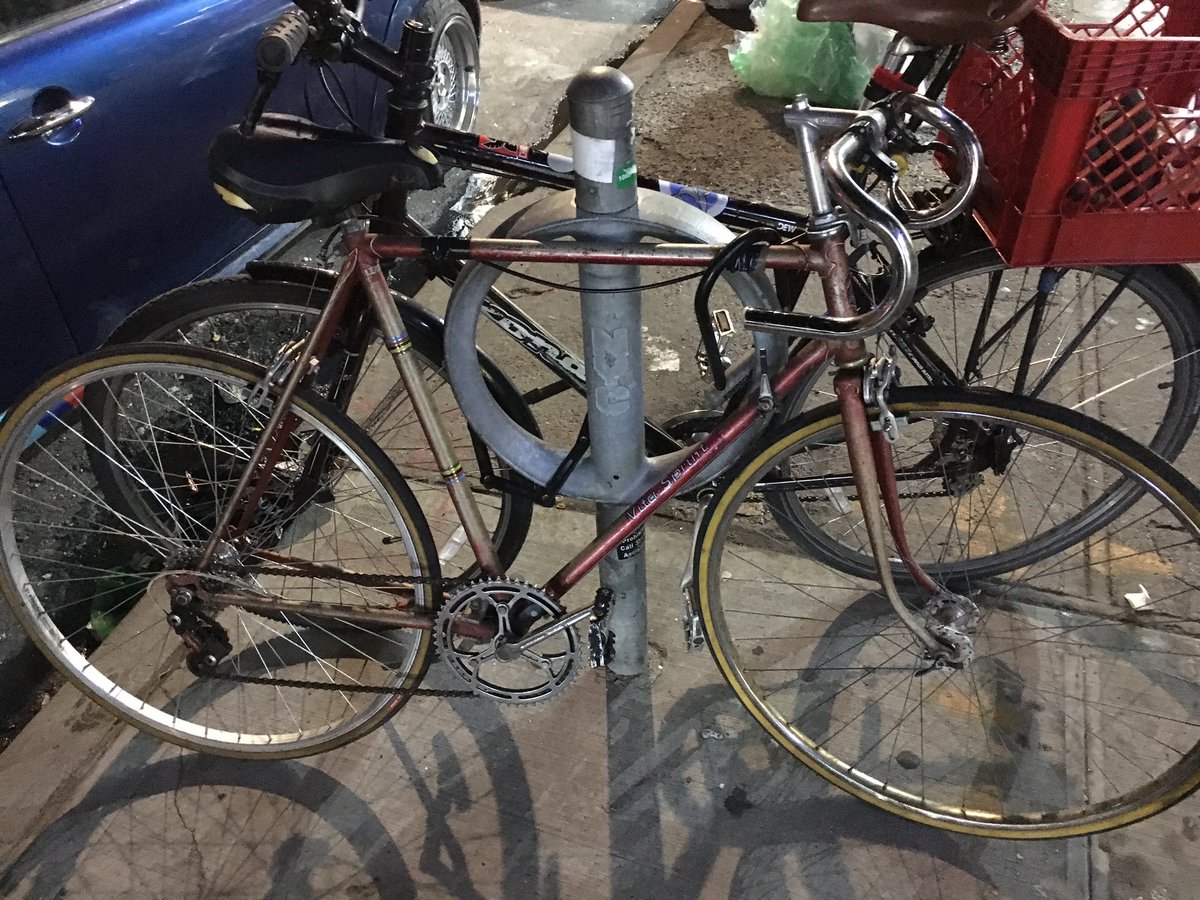 secondsatellite's tweet photo. When crappily locked vintage bikes appear in your hood, luxury condos cannot be far behind. #generification https://t.co/N7PRDSewEL