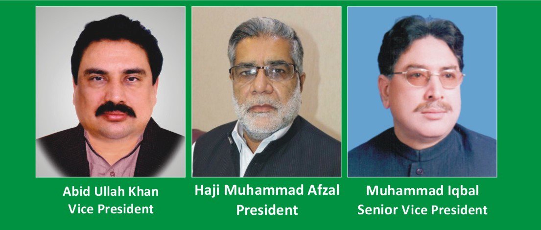 SCCI's President, Mr. Haji Muhammad Afzal
Senior Vice President, Mr. Muhammad Iqbal
Vice President, Mr. Abid ullah Khan.