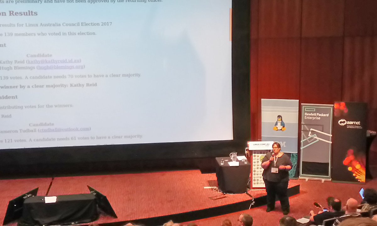 _PuZZleDucK_'s tweet photo. congratulations (and thanks in advance) to @KathyReid for becoming the new #LinuxAustralia president! π§β€ https://t.co/jPr9s9O1As