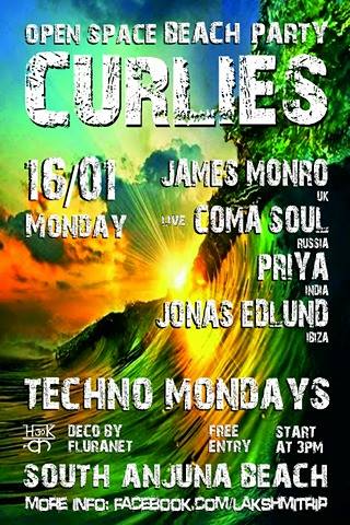 In a few hours heading to Curlies's in Anjuna for #TechnoMondays playing 5-7 p.m #SunsetVibes #OpenSpaceBeachParty 🎉🌴🌞