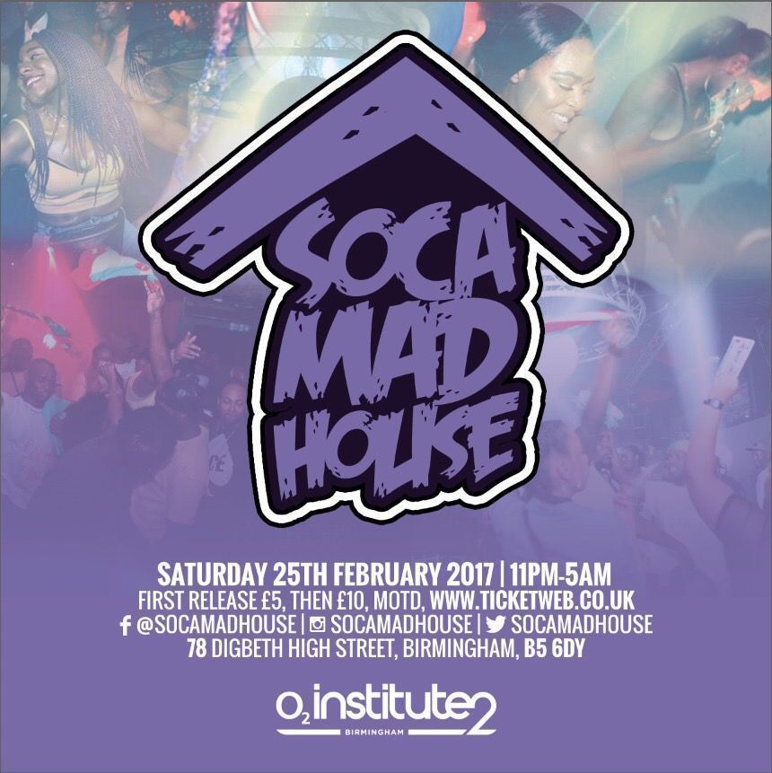 SocaMadhouse's tweet photo. New year, new towns.. #Birmingham 25.O2.2O17.. #SocaMadhouse is coming to club near you.. https://t.co/gonBC2OHPZ https://t.co/76uT4xxuJ8