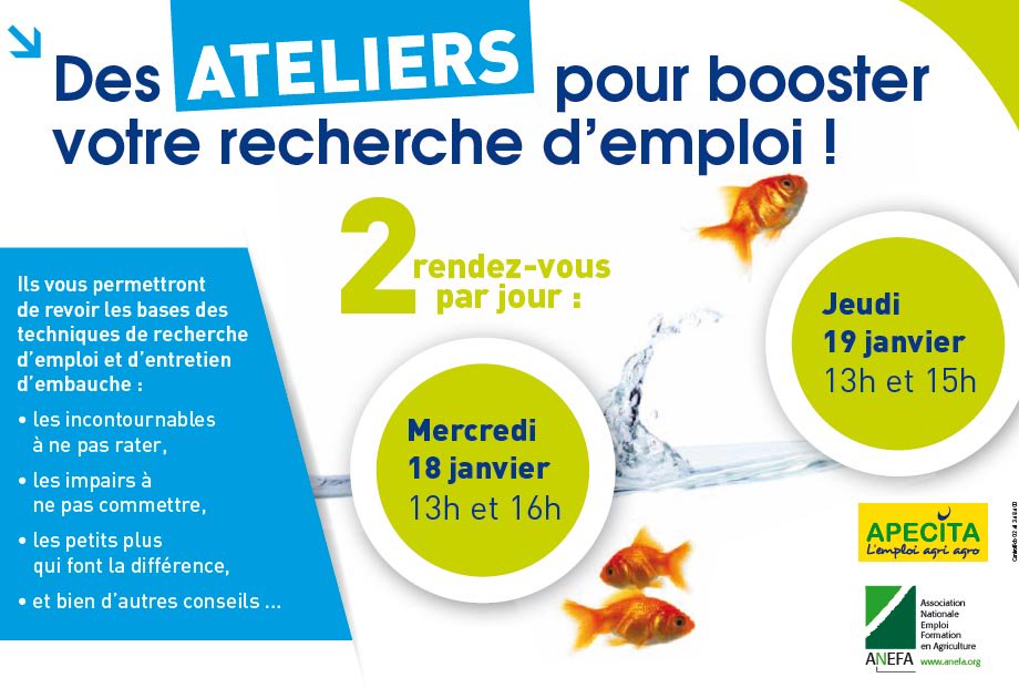 oselagri_anefa's tweet photo. #Sival2017 Les 18 & 19 janvier > des ateliers pour booster votre recherche d'emploi. https://t.co/wJsRwZBmxD #Sival17 https://t.co/AiTkU0lN91