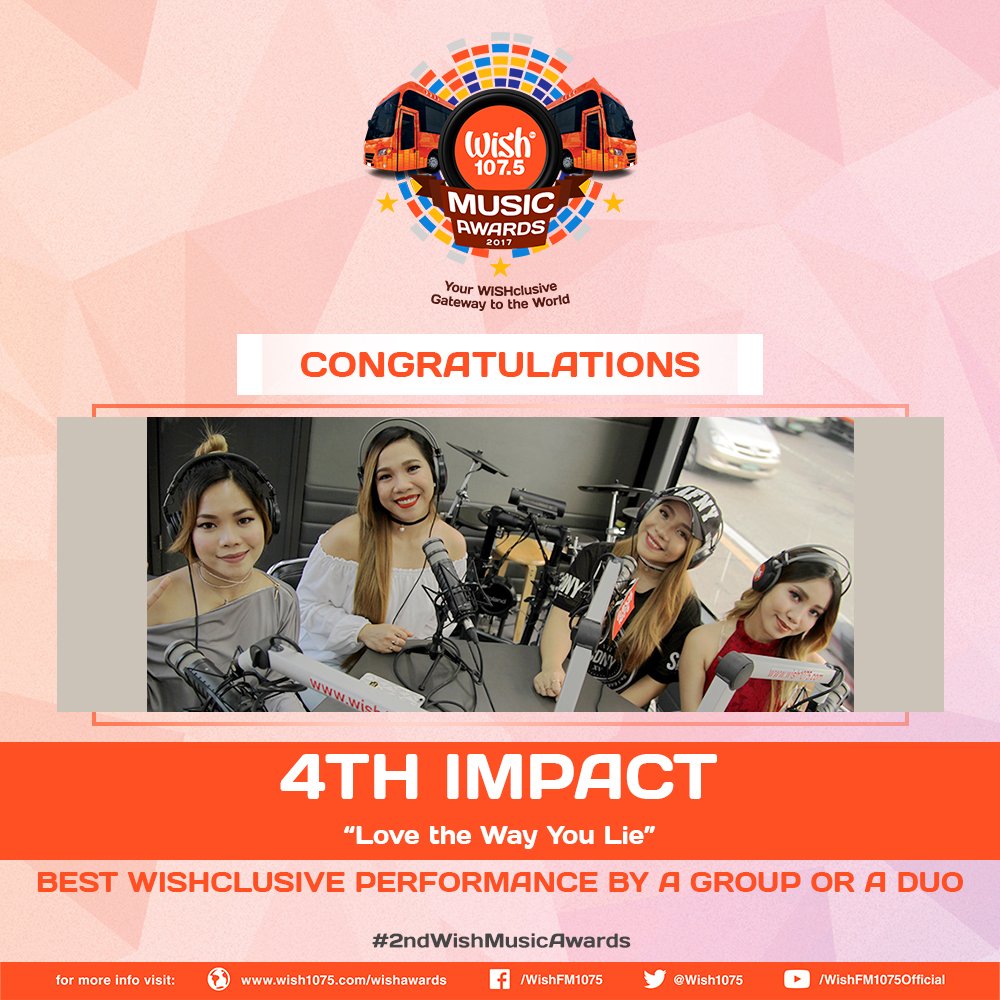 wish1075's tweet photo. Kudos @4thImpactMusic for your win in the #2ndWishMusicAwards as the Best Wishclusive Performance by a Group or Duo! https://t.co/4974XOEWPp