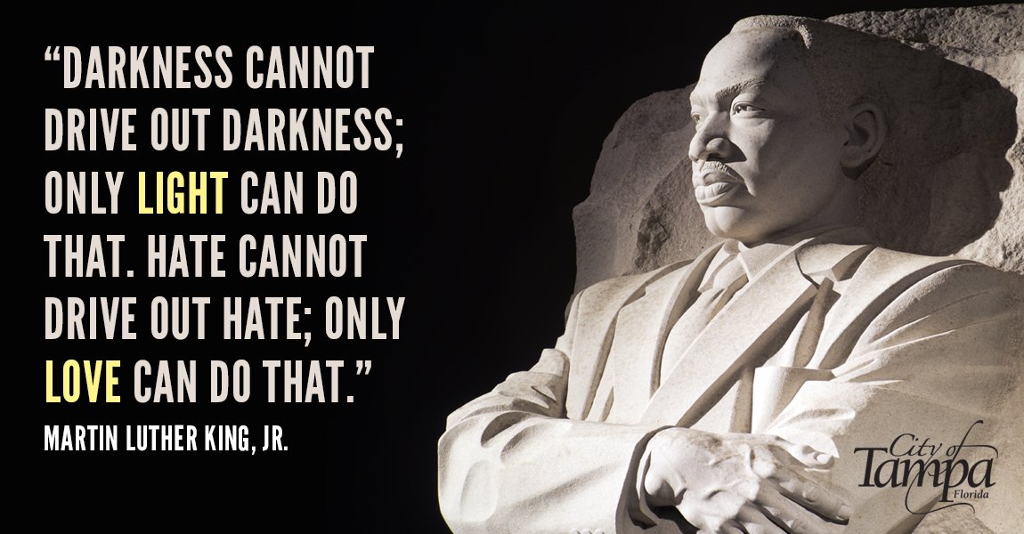 CityofTampa's tweet photo. Today we honor and remember Dr. Martin Luther King, Jr. Join us for the MLK Parade in East Tampa to help celebrate his life and legacy. https://t.co/4wU2pvEq1A