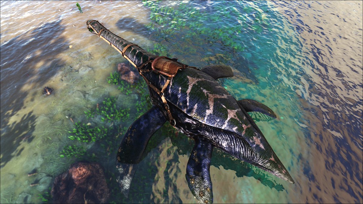 ピピ Fo4 En Twitter 海の首長恐竜 エラスモサウルス が仲間入り メガロドンが可愛く見えるくらいの大きさ そして顔がコワイ 笑 海中では恐ろしく早く動けるし荷物も一杯運べるから海中探索の頼もしい相棒になれそ しかしあまりに大きすぎて拠点のある浅瀬まで