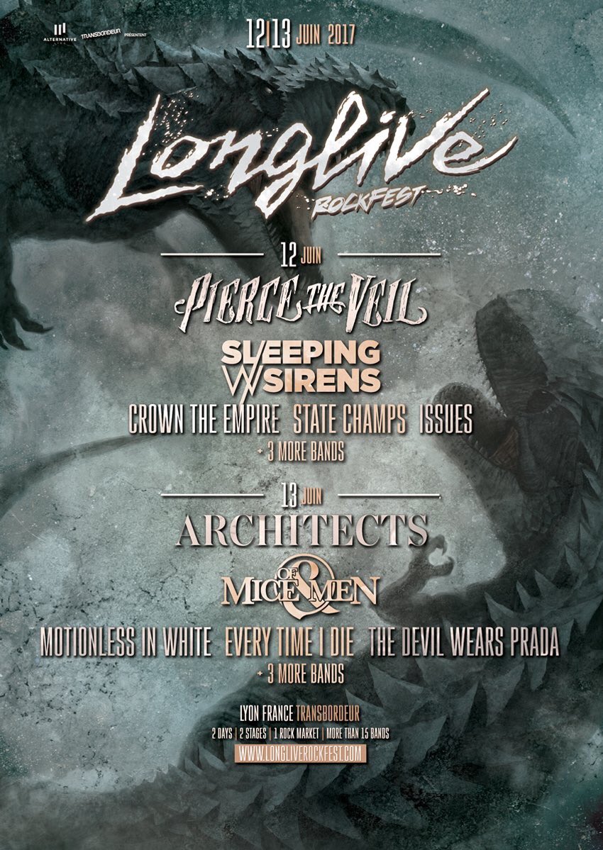PluginEU's tweet photo. Longlive Rockfest adds 6 more bands to the line up! #LLRF2017 @ALiveofficiel https://t.co/xJoli6MULF