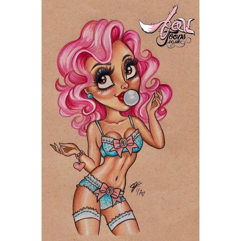 Cute foxtoon of pinup <a href="/macy_daisy/">i</a> loved drawing this bubblegum sweetie 💗🍭 ift.tt/2iDiYgg