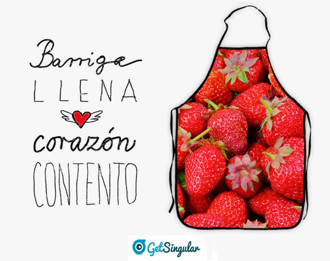 Barriga llena, corazón contento ❤😊  #FelizLunes #Amor #Felicidad #happy #Delantal #cocina #complemento #textil #getsingular #regalo #cocinar