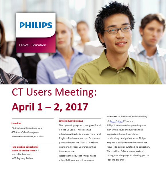 PhilipsClinEduc's tweet photo. CT User Meeting and Registry Review, April 1-2, 2017 in Palm Beach Gardens, FL, Dose and Spectral lectures @PhilipsHealth #idose #SpectralCT https://t.co/J03GNSYyq6