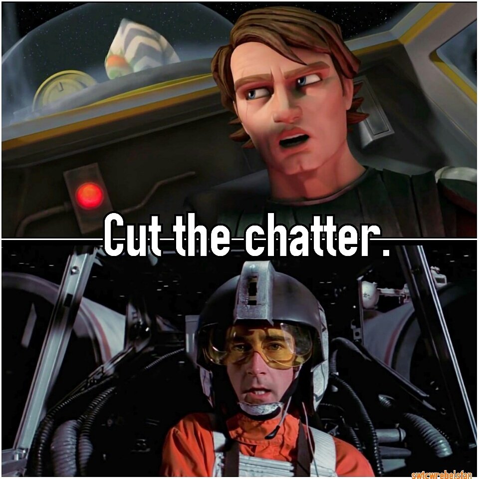 swtcwrebelsfan's tweet photo. Cut the chatter. #sameline
#StarWars #SWTCW #ANewHope #Anakin @MattLanter #Wedge https://t.co/Xm1x4E4dwI