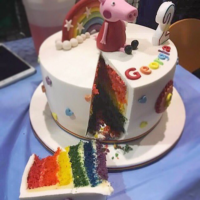 Don't be blue this Monday #BlueMonday here's some colour #rainbow #cake #peppapig #smile