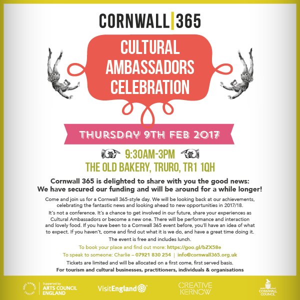 Cornwall_365's tweet image. Tourism &amp;amp; culture businesses: Come and join us for a Cornwall 365 style day at the Old Bakery Studios. Tickets here: goo.gl/bZX58e