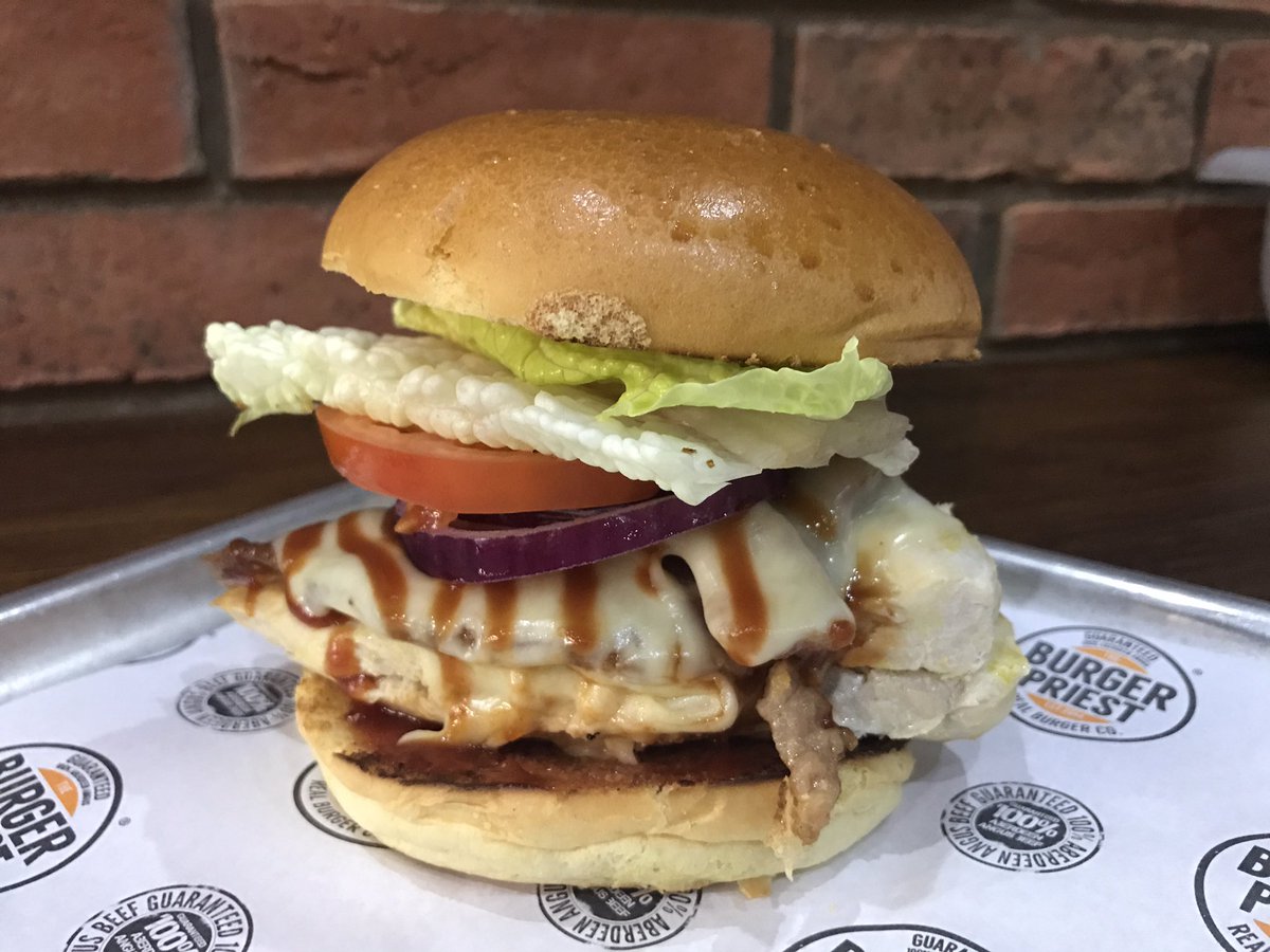 Our new BBQ Chicken, Sweet Cured Bacon and Monterey Jack Cheese Burger. Our take on the classic Hunters Chicken. #burgerheaven