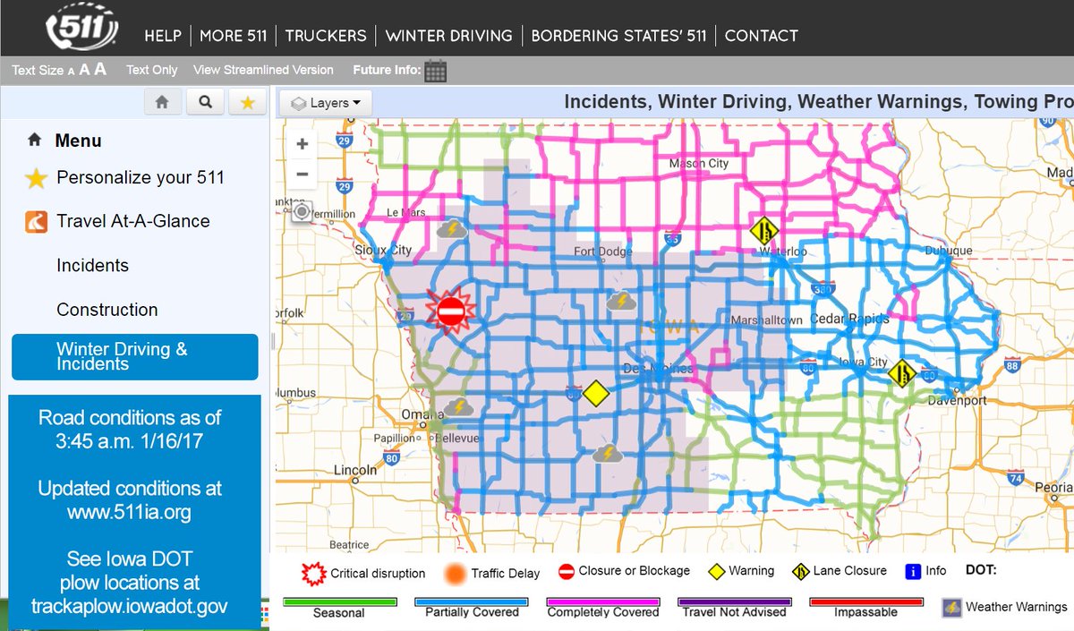 Iowa Dot On Twitter Here Are Road Conditions As Of 3 45 A M On