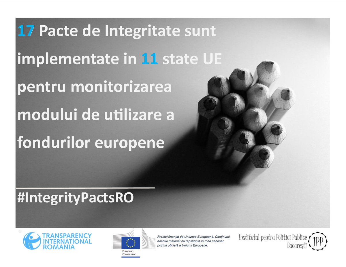17 Pacte de Integritate sunt implementate in 11 state UE pentru monitorizarea modului de utilizare a fondurilor europene #IntegrityPactsRO