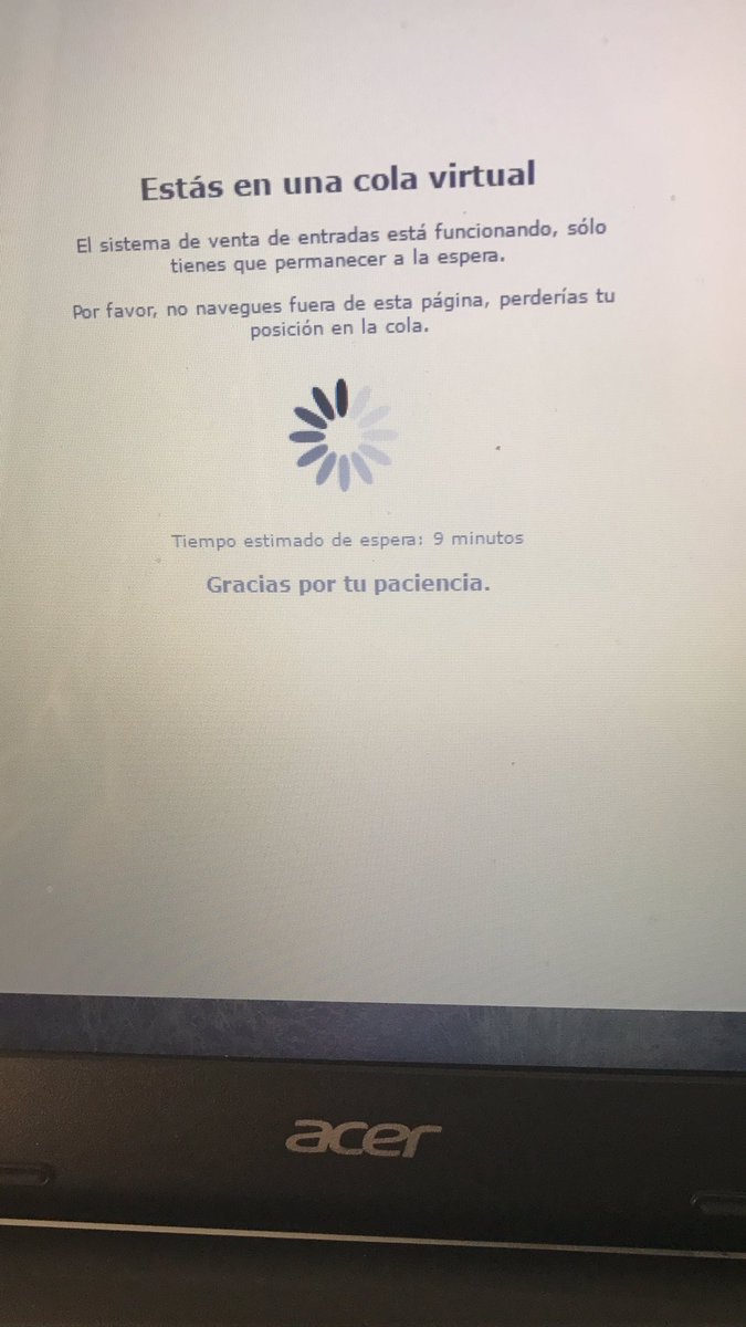 patritomas's tweet photo. @TicketmasterES a 9' de que me toque,  tras + de 1h y me volvéis a poner la pantalla de... "Lo sentimos, se ha superado..." A que jugamos? https://t.co/aFhQz4XWSb