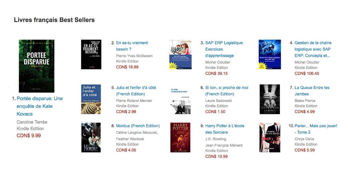 carolineterree's tweet photo. PORTÉE DISPARUE est au top des ebooks en français sur amazon.ca... #bestseller 🍁 #superlecteurs #canada #vancouver -- Thanks / Merci ! :) https://t.co/I2EMvyidGc
