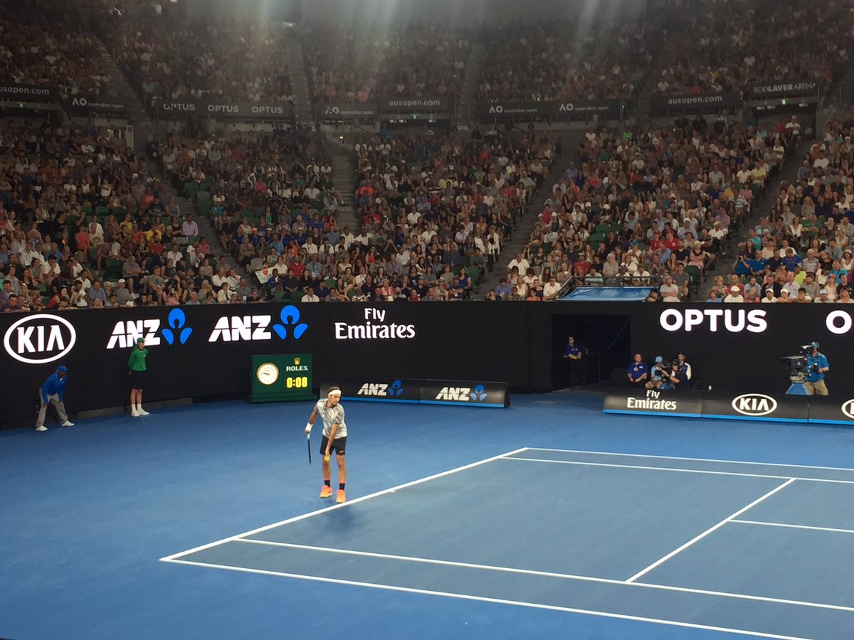 FedererLive's tweet photo. My #RFview right now! Show me yours!  🇨🇭 #AusOpen #AllezRoger https://t.co/aQjpG5Uddw