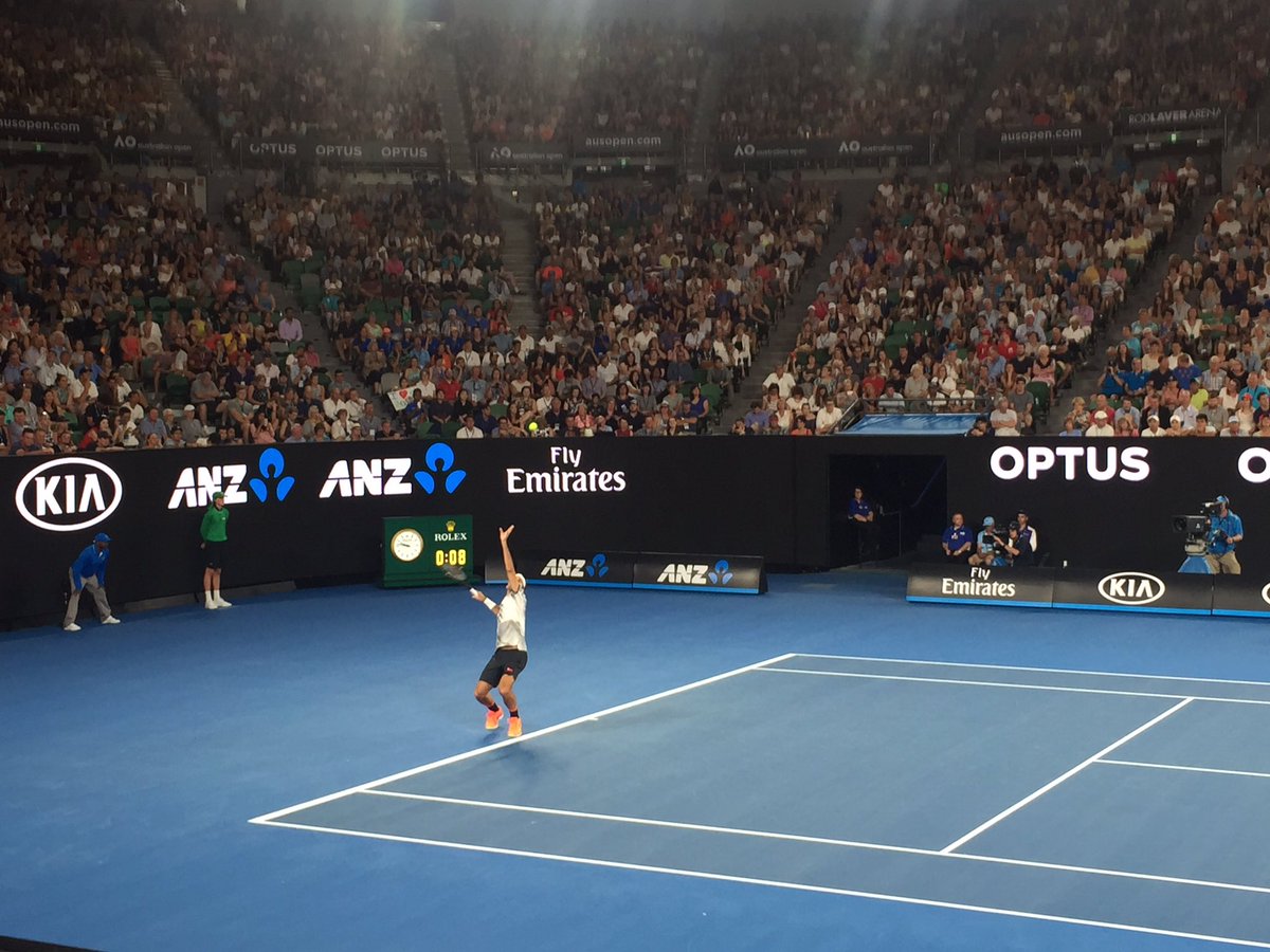 FedererLive's tweet photo. My #RFview right now! Show me yours!  🇨🇭 #AusOpen #AllezRoger https://t.co/aQjpG5Uddw