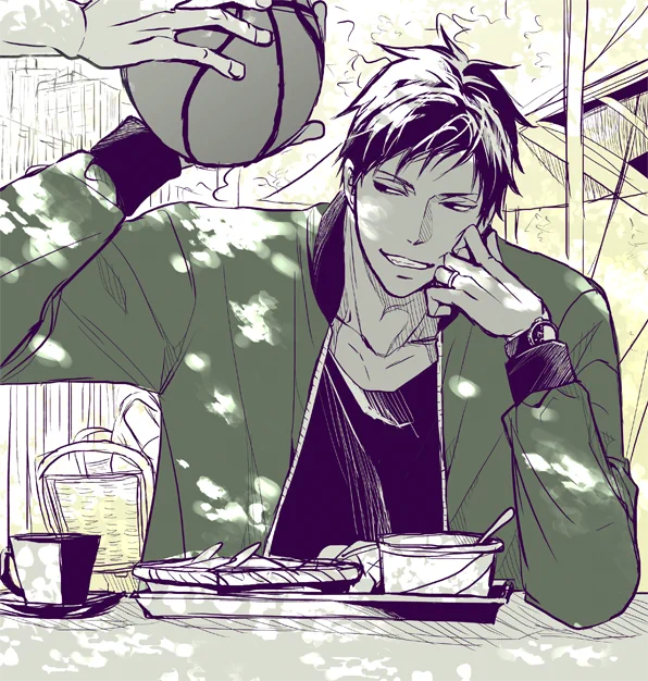 休日に屋外カフェで食事してたら仲間にみつかってバスケ誘われるんだけどオフだからやんねーよって断るNBA峰の薬指にリングあったらいい😊 (けど結局やることになってさり気なく外すところとかも見たい) 