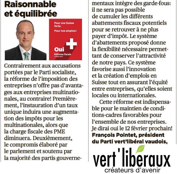 Vertliberaux_VD's tweet photo. #RIE3, Raisonnable et Equilibrée #CHvote @isfpo https://t.co/Iw5pwqwzDU
