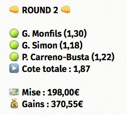 Justbetswin's tweet photo. 👊 ROUND 2 👊

#OpenMelbourne
@nononinho10
@XleyoX
#TeamParieur
#ParionsSport https://t.co/8nlBAv3OKT