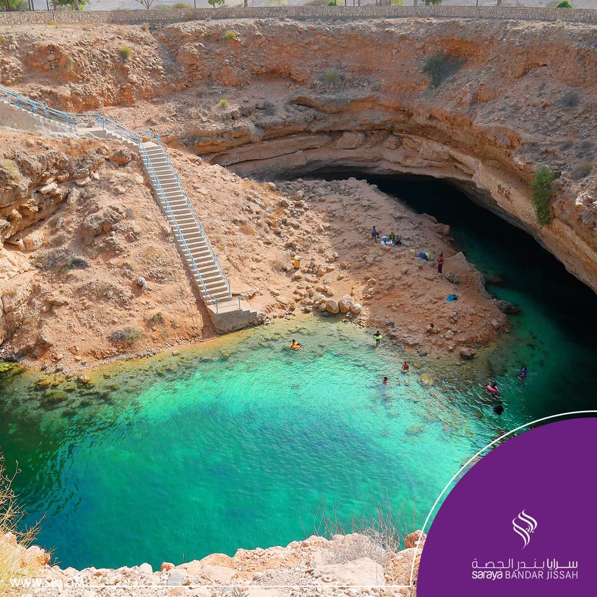 SBJOman's tweet photo. A giant sink hole with crystal clear turquoise water, Bimmah Sinkhole tempts you to take a plunge! #YourSpaceToBreathe #SarayaBandarJissah https://t.co/UinNCP3ai5