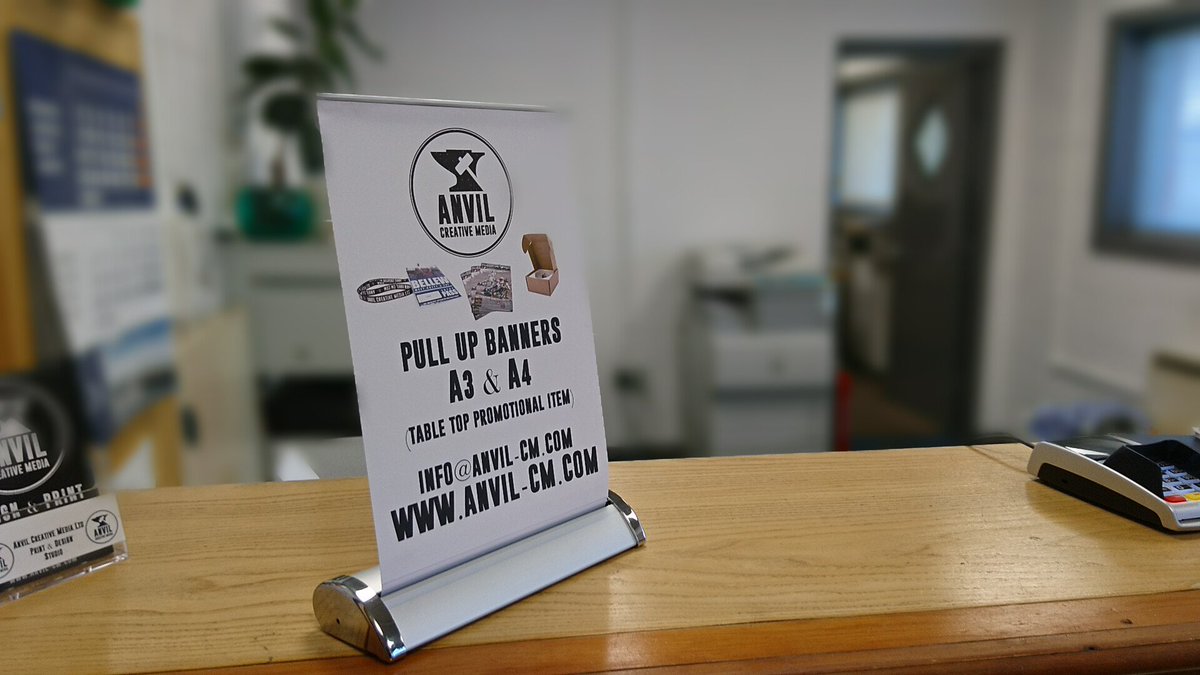 ANVIL_CM's tweet photo. We can supply banners in almost anysize. A recent (popular) product is our #MiniRoller #pullupbanners in sizes A4 &amp;  A3. https://t.co/JIukDuJDot