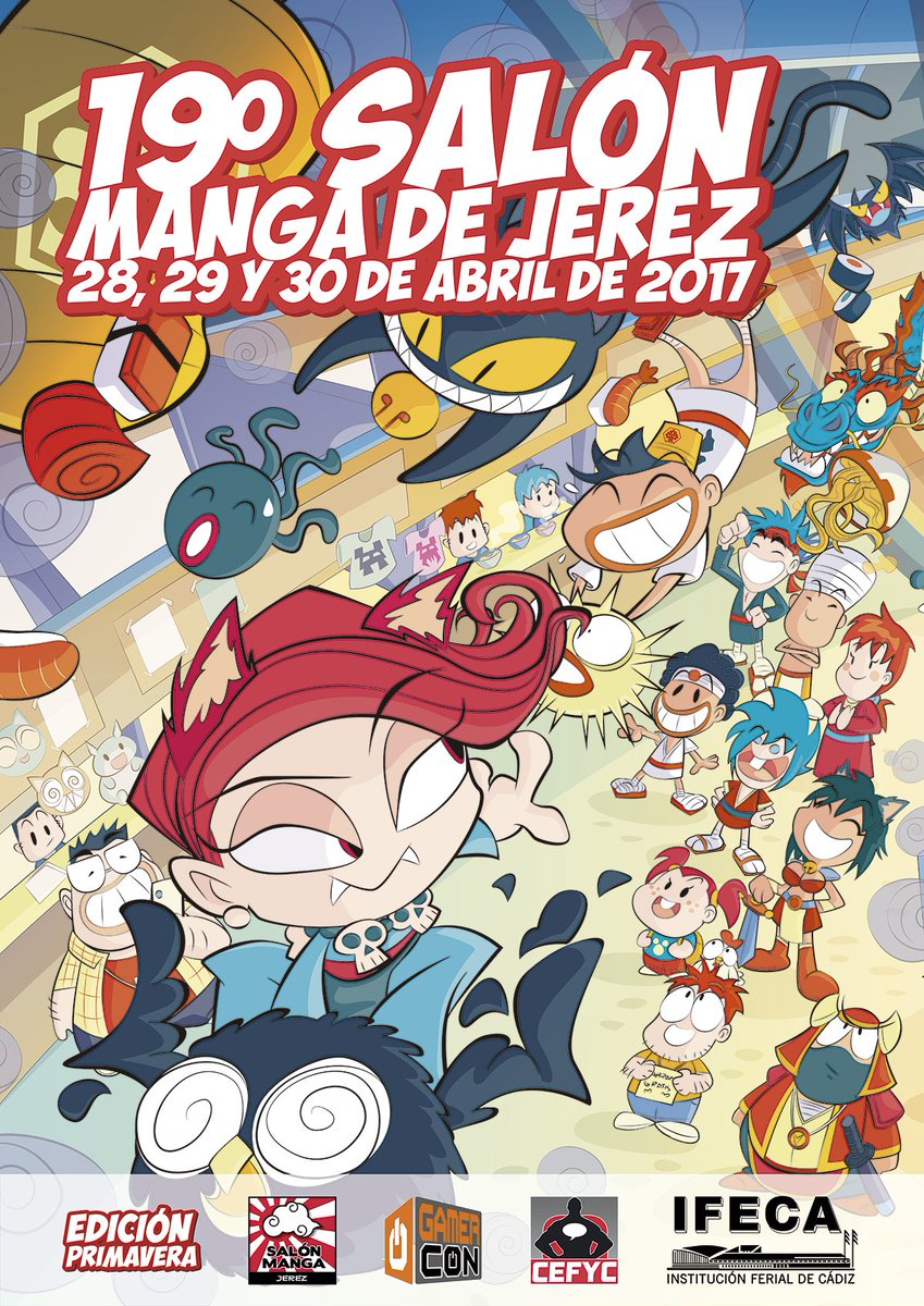 mangaworldofi's tweet photo. ¡Os presentamos el espectacular cartel que el gran Jesús Briosso ha creado para @SalonMangaJerez y @GamerConSpain 2017 - Edición Primavera! https://t.co/eQczLvY7tL